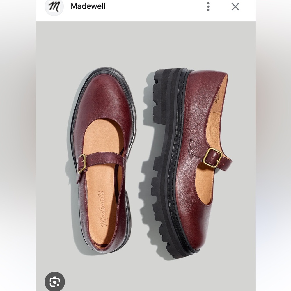 Madewell Freya Platform Lugsole Mary Janes- Dark Cabernet